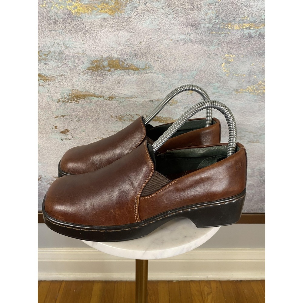 Born Clog Shoes Womens Size 6.5 Brown Leather Slip On Comfort Casual Walking